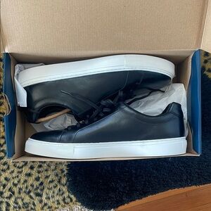 Black Leather Men's Sneakers